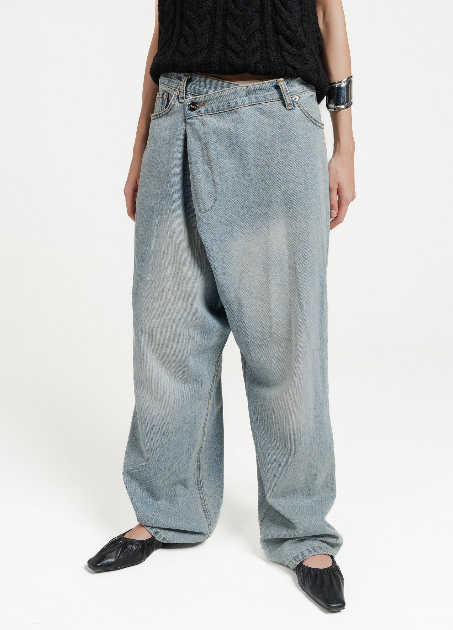 AURA ASYMMETRIC DENIM JEANS